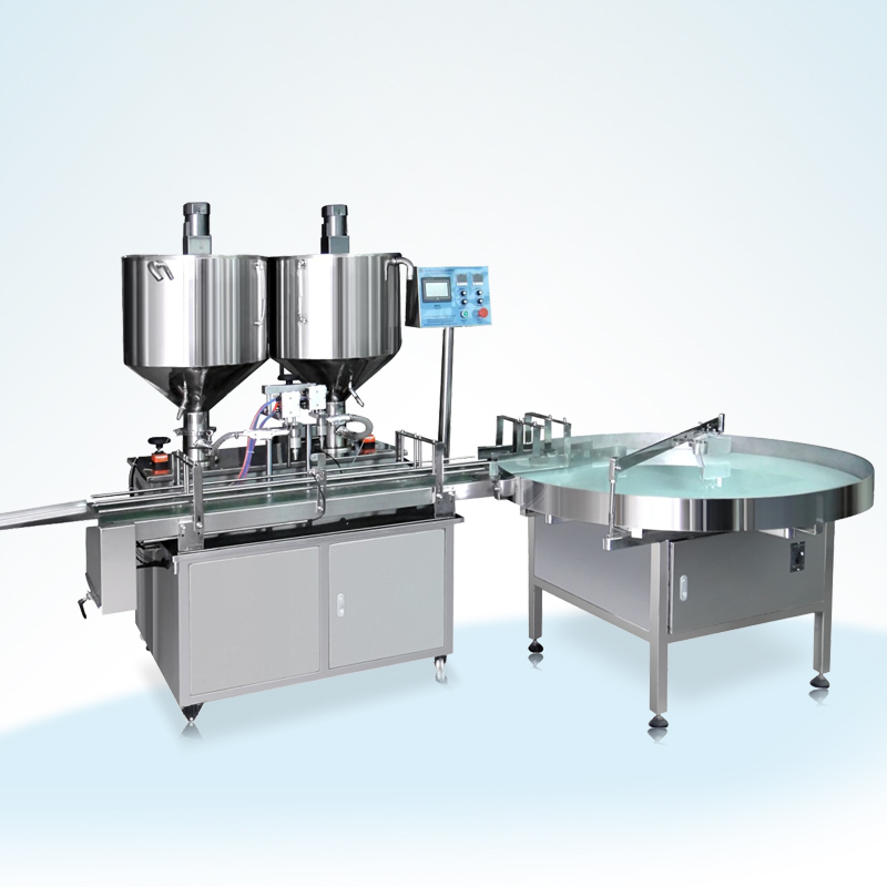 全自動雙頭恒溫膏體灌裝機+理瓶機